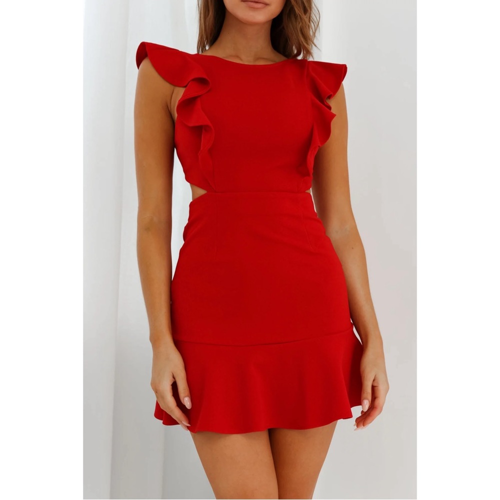 Selfie Leslie Jackie Wide Ruffle Hem Pinafore Dress